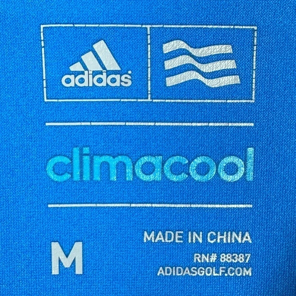 Adidas Golf Shirt Mens Medium Blue Climacool Quarter Zip Pullover Mesh Panels